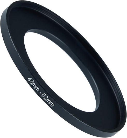 43mm to 62mm Step-up Adapter Rings Filter Adapter Black Metal Step Down Filter Ring Adapter Compatible with All Brand UV CPL ND Camera Lens Filter...