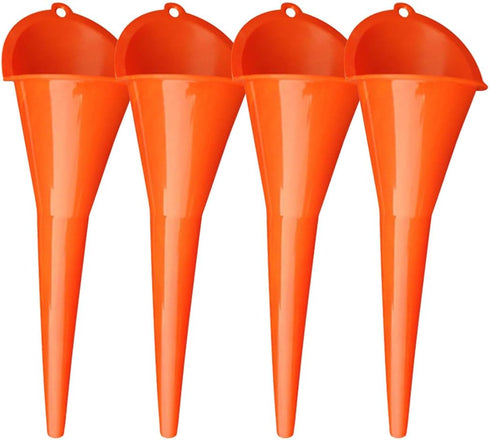 4PCS Long Neck Oil Funnel, Multi-Purpose Spill Saver Funnel, Plastic Funnel for Filling Automotive Oils Lubricants Engine Oils Water Diesel Fuel K...