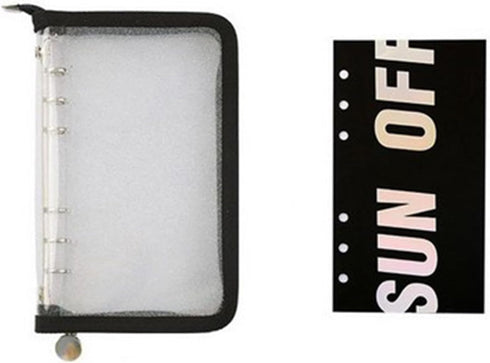 Black A5 Binder Cover 6 Ring Notebook Binder Clear Soft PVC Zipper Binder A5 Budget Binder Folder A5 Planner Cover Refillable Notebook Shell for J...