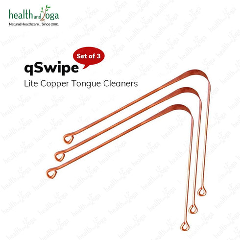 HealthAndYoga™ qSwipe Lite Copper Tongue Cleaners (Pack of 3) – Prevents Bad breath, Improves taste- Flexible, Curved ends provide good grip – Com...
