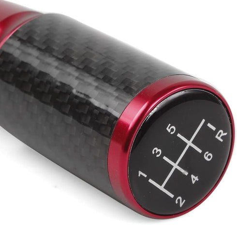 muge racing Carbon Fiber Shift Knob 6 Speeds Pattern Modified Carbon Fiber Aluminum Manual Automatic Gear Shift Knob for Vehicles with 3 Adapters ...
