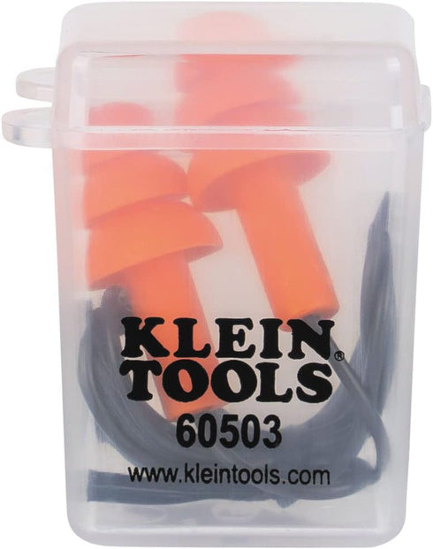 Klein Tools 605036 Corded Earplugs, 25dB NRR, Reusable Orange Earplugs, 6-Pack with Case for Construction, Industrial Use, Shooting and Hunting...