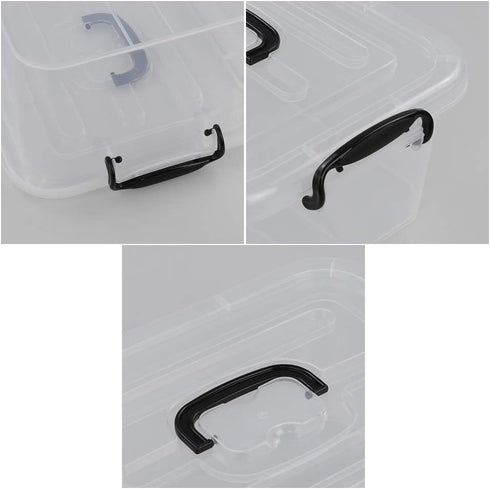 8 Liter Plastic Storage Box, 2-Pack Clear Storage Bins with Handles...