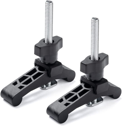POWERTEC 71661 Mini T Track Hold Down Clamps Woodworking Series, 3-3/4” x ¾ Reinforced Plastic Clamps with Steel T-Bolts, 2 PK...