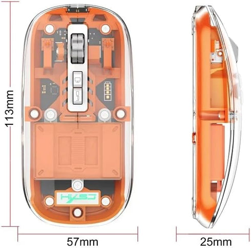 Transparent Wireless Mouse BT5.1/2.4G Bluetooth Mouse Rechargeable Mute Mouse for Mac,iPad,MacBook,Laptop,PC(Orange)...