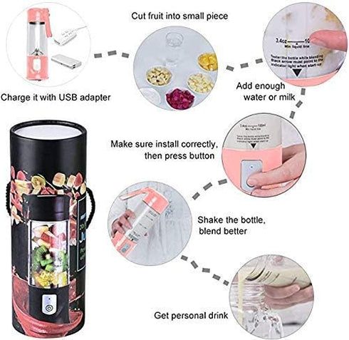 Portable Juicer Blender, USB Travel Juice Cup Baby Food Mixing Machince with Updated 6 Blades with Powerful Motor 4000mAh Rechargeable Battery,13O...