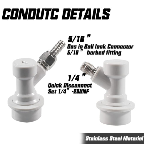 PERA Ball Lock MFL Dis-Connect Set with Swivel Nuts (2) 5/16 Gas, 1/4 Liquid Barbed by (Pack of 2)...