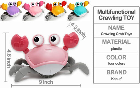 Walking Crab Baby Toy, Toddler Crawling Tummy Time Crab with Music, Interactive Sensory Infant Walking Dancing Crab Toys, Boys Girls Learning Birt...