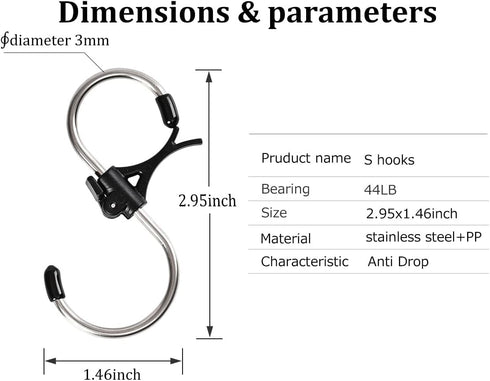 S Hooks Stainless Steel Heavy Duty S Hooks Anti Drop for Kitchen,Work Shop,Bathroom,Garden,Wardrobe,Office,Perfect Rack Hooks,Small,12Pieces...