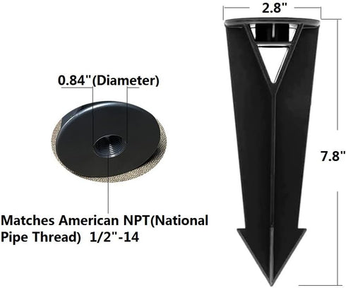 Landscape Lighting Ground Spikes Stakes Replacement, 1/2" NPT for Landscape Path Lighting Landscape Spotlights Black Color 2-Pack (Large Head)...