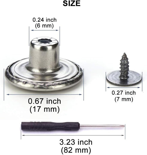 5 Styles Replacement Jeans Buttons, 15 Sets 17mm No-Sew Nailess Removable Metal Jeans Button Replacement Repair Combo Thread Rivets and Screwdrive...