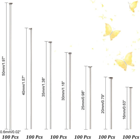 PH PandaHall 700 Pcs 304 Stainless Steel Flat Head Pins Findings 7 Styles Jewelry Making Pin 3/5 2 Inch Length 23 Gauge for Earring Jewelry Craft ...