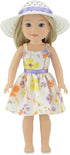 Emily Rose 14 Inch Doll Lovely Spring/Summer Chiffon Easter Dress with White Hat | Compatible with American Girl Wellie Wishers | 14-in Doll Cloth...