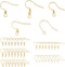 UNICRAFTALE about 150Pcs 5 Styles Stainless Steel Earring Hooks Real 18K Gold Plated Ear Wire with Loops Earwire Hooks Metal Earring Hooks with Co...