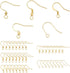 UNICRAFTALE about 150Pcs 5 Styles Stainless Steel Earring Hooks Real 18K Gold Plated Ear Wire with Loops Earwire Hooks Metal Earring Hooks with Co...