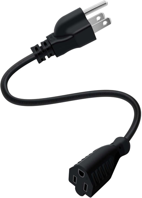 3 Prong Extension Cord Black 10A/125V/18AWG NEMA 5-15P to NEMA 5-15R Power Cable Extension,Applicable to PC,Monitor,TV,Electrical Appliances and M...