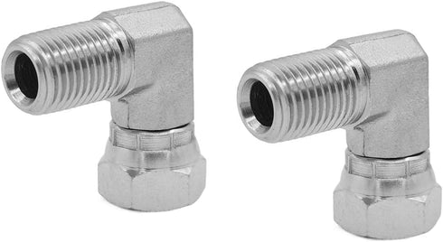 (2-PACK) 1501-04-04 Hydraulic Hose Adapter Fitting 1/4" Male (1/4"-18NPTF) × 1/4" Female (1/4"-18NPSM) Swivel 90° Elbow SAE Pipe Joints Tube Conne...