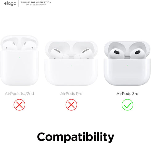 elago Silicone Case Compatible with AirPods 3rd Generation Case - Compatible with AirPods 3 Cover, Carabiner Included, Supports Wireless Charging,...