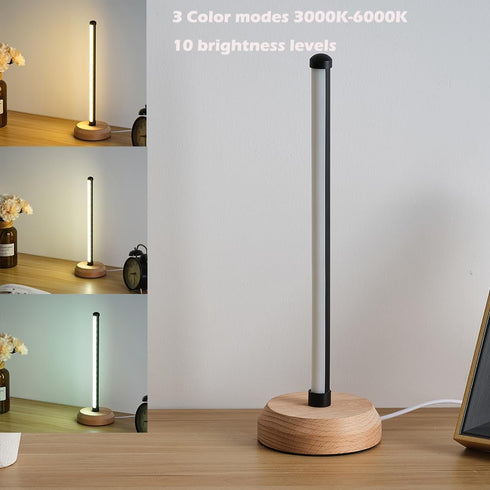 Modern Led Wood Table Lamp, 3-Color Temperature Bedside Lamp,Bedroom Bedside Night Light, Dimmable Led Lighting, Creative Home Decor, Unique House...