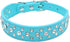 Bling Rhinestone PU Leather Crystal Diamond Pet Dog Cat Puppy Collar Black S M L XL (M, Light Blue)...