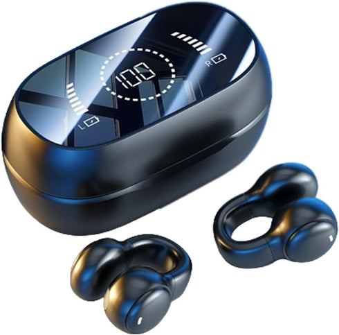 Wireless Earbuds Open Ear Clip Headphones Air Conduction Headphones LED Power Display Earphones Sport Bluetooth 5.3 Headphones (Black)...