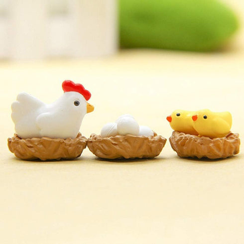 12Pcs Miniature Hen Chicken Family Egg Statue Figurine Garden Decor Ornaments Outdoor Statues Garden Sculptures and Statues...