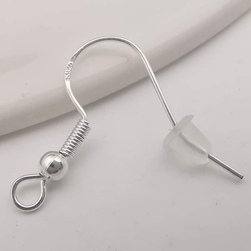 200 PCS/100 Pairs 925 Silver Hypo-allergenic Earring Hooks Fish Hook Ear Wires French Wire Hooks Jewelry Findings Earring Parts DIY Making with 20...