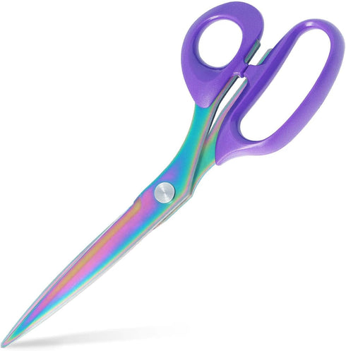 Titanium Coating Fabric Scissors, Professional Tailor Scissors, Ultra-Sharp Stainless Steel Blades, Ergonomic ABS Handle, 10.5 Inch, Rainbow&Purpl...
