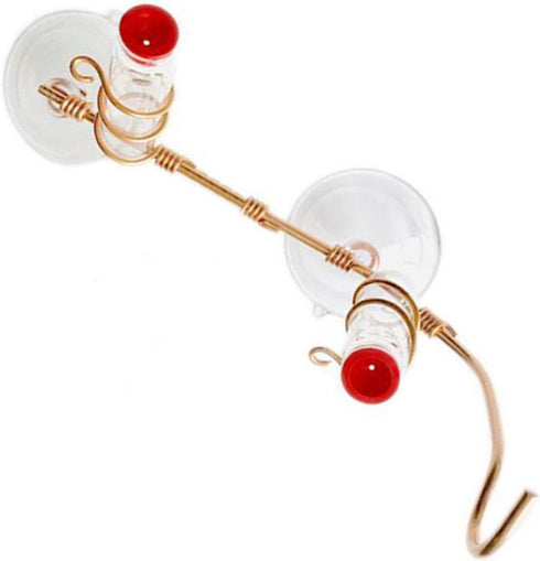 Rehomy Hummingbird Feeder for Outdoors Hanging, Geometric Window Hummingbird Feeder Copper Wire Birds Feeder Glass Bottle with Suction Cup Multipl...