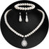 CSIYANJRY99 Pearl Necklace and Earring Set Faux Pearl Prom Jewelry Sets for Women Imitation Beaded Pearl Necklace Bracelet Stud Earrings for Women...