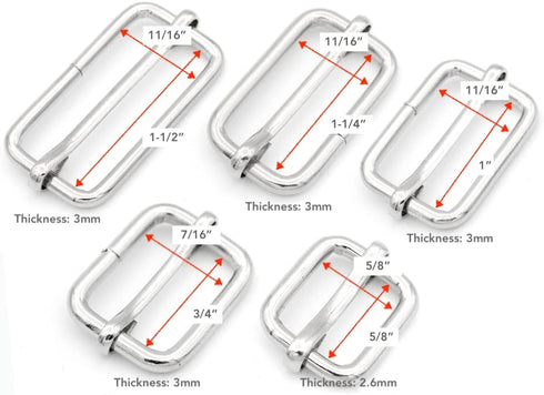 CRAFTMEMORE Triglide Slider 1 1/4", 1 1/2" Belt Keeper Movable Bar Slider Strap Adjuster Rectangle Strap Keeper Purse Making (1 1/2" x 10 pcs, Gun...