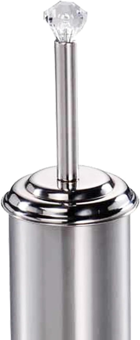 Home Basics Stainless Steel Toilet Brush Holder with Diamond Top, for Bathroom Storage – Heavy Duty, Deep Cleaning, Silver...