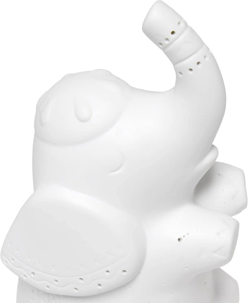 Simple Designs LT3337-WHT White Porcelain Fun Shaped Sitting Night Light Table Lamp, Elephant...