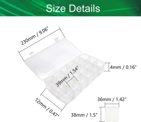 Yinpecly Component Storage Box 230x120x40mm Adjustable Divider Grids Removable Compartment PP Organizer for Jewelry Beads Earring Container Tool F...