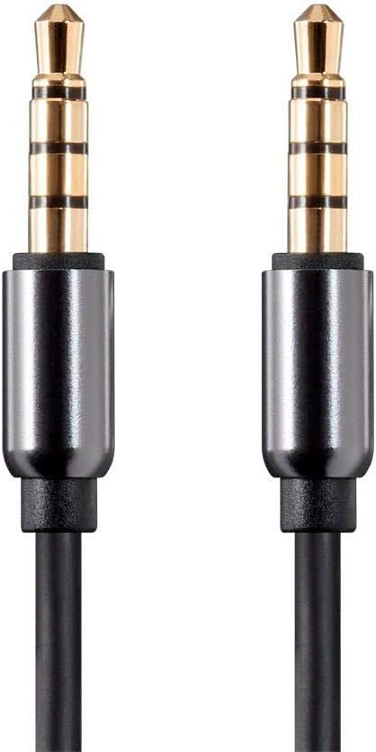 Monoprice Auxiliary Audio Cable - 3.5mm TRRS, Gold Plated, 15 Feet, Black - Onyx Series...