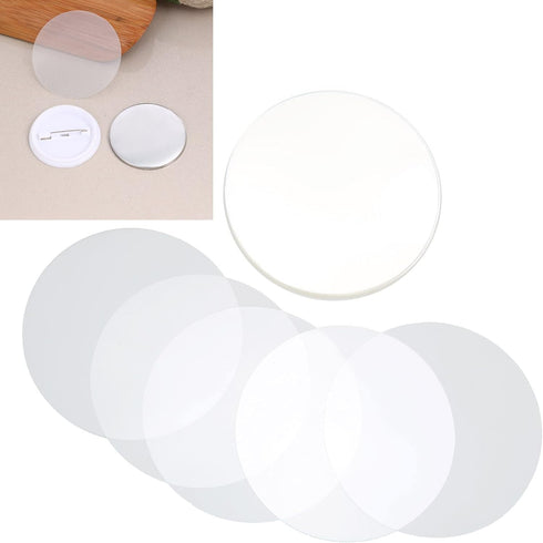 Tnfeeon 100 PCS Circle Mylars, Button Parts Metal with Clip Pin Top & Bottom Plastic Cover Film Button Maker Parts (75MM)...