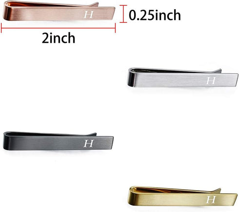 HAWSON 2 inch Tie Clips for Men-Skinny Tie Bar Personalized Letter Tie Clip Set for Wedding Anniversary Business and Best Gift for Him...