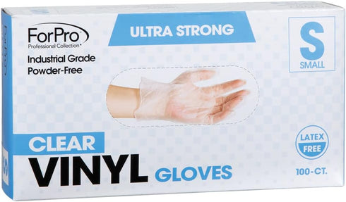 ForPro Disposable Vinyl Gloves, Clear, Industrial Grade, Powder-Free, Latex-Free, Non-Sterile, Food Safe, 2.75 Mil. Palm, 3.9 Mil. Fingers, Small,...