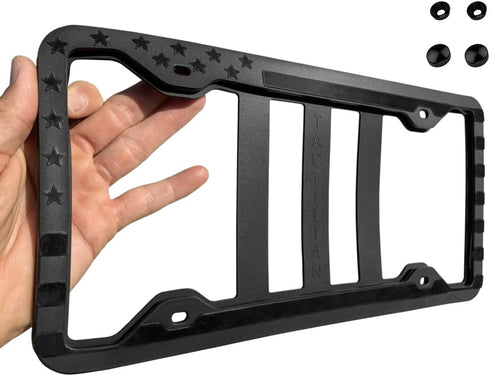 TACTILIAN Original Silicone American Flag License Plate Frame Holder - Subdued 3D Stars and Stripes USA Flag Gloss on Matte Cover for Car Truck Va...