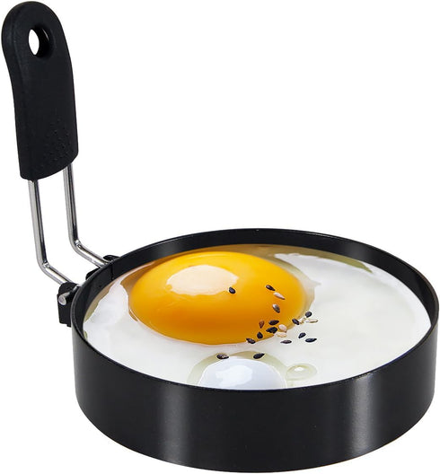 3.5'' Egg Rings with Silicone Handle, Stainless Steel Egg Cooking Rings?Nonstick?For Frying Eggs and Egg Mcmuffins, Egg Mold For Breakfast...