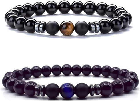 CSIYANJRY99 2Pcs Black Obsidian Anklet for Men Women,Adjustable Obsidian Beads Bracelet Anklet Jewelry(A)...