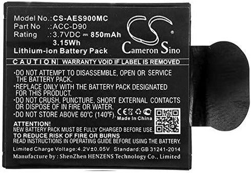 850mAh 3.7V Rechargeable Battery for ACC-D90 Fit for D90, S90, S91B, LyfeSilver, LyfeTitan, LyfeS72...