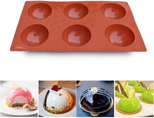 homEdge Large 6-Cavity Semi Sphere Silicone Mold, 3 Packs Baking Mold for Making Hot Chocolate Bomb, Cake, Jelly, Dome Mousse...