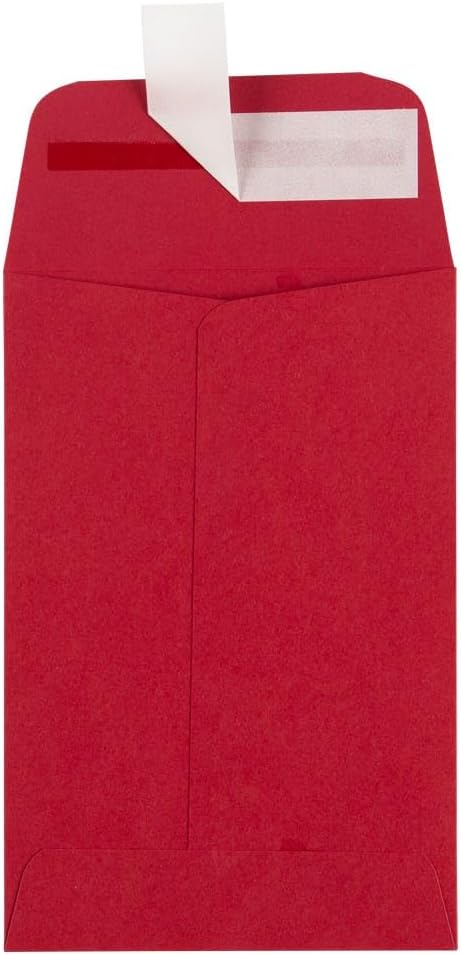 LUXPaper #4 Coin Envelopes | Peel & Press | 3'' x 4 1/2'' | Ruby Red | 80lb. Text | 50 Qty...