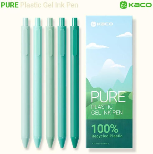 Kaco PURE Eco Friendly Gel Ink Pen 100% Recycled Plastic 5 Pieces Aesthetic Pens School Office Stationery...