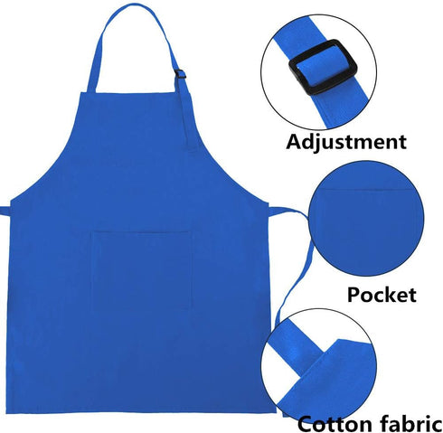 Kids Apron and Chef Hat Set, Adjustable Cotton Child Aprons with Large Pocket Blue Girls Boys Kitchen Bib Aprons for Cooking Baking Painting...