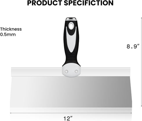 Mister Rui Taping Knife, 12" Drywall Taping Knife, Stainless Steel Taping Knife, Drywall Skimming Blade, Plastering Spatula Tools, Plastering Tool...