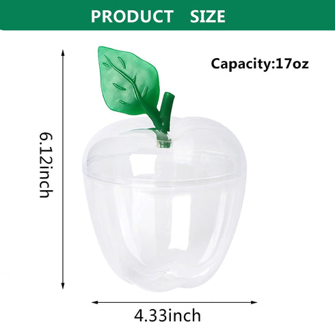 Large Clear Apple Container, Plastic Apple Containers, Apple Shaped Candy Container, Back To School Teacher Appreciation Gift, Clear, 4 Pack...