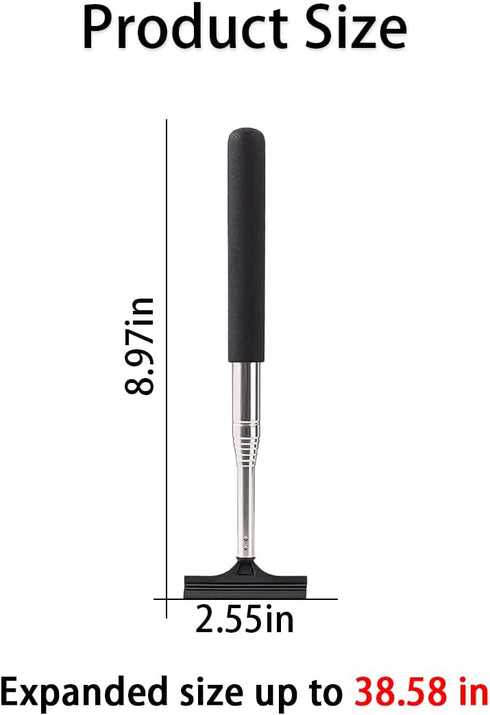 Car Rearview Mirror Wiper, Retractable Rear Mirror Wiper Squeegee, Vehicle Portable Telescopic with 38.6 inches Long Handle Cleaning Tool, Univers...
