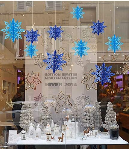 Christmas Party Decorations,18Pcs Holiday 3D Glittery Large Snowflake Hanging Garland Flags-Christmas Winter Holiday New Year Party Home Decoratio...